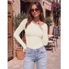 Long Sleeve Shirts for Women Thumb Hole Fitted Tops Thermal Layering Tees(Beige)