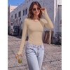Long Sleeve Shirts for Women Thumb Hole Fitted Tops Thermal Layering Tees(Black/Khaki/Brown)