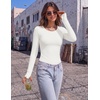 Long Sleeve Shirts for Women Thumb Hole Fitted Tops Thermal Layering Tees(Black/White/Dark Grey)