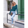 Long Sleeve Shirts for Women Thumb Hole Fitted Tops Thermal Layering Tees(Dark Blue)