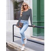 Long Sleeve Shirts for Women Thumb Hole Fitted Tops Thermal Layering Tees(Dark Grey)