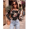 Long Sleeve Shirts for Women Thumb Hole Fitted Tops Thermal Layering Tees(Floral Black)