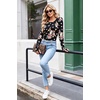 Long Sleeve Shirts for Women Thumb Hole Fitted Tops Thermal Layering Tees(Floral Black)