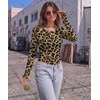Long Sleeve Shirts for Women Thumb Hole Fitted Tops Thermal Layering Tees(Leopard)