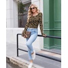 Long Sleeve Shirts for Women Thumb Hole Fitted Tops Thermal Layering Tees(Leopard)