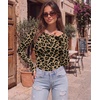 Long Sleeve Shirts for Women Thumb Hole Fitted Tops Thermal Layering Tees(Leopard)