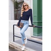 Long Sleeve Shirts for Women Thumb Hole Fitted Tops Thermal Layering Tees(Navy Blue)