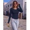 Long Sleeve Shirts for Women Thumb Hole Fitted Tops Thermal Layering Tees(Navy Blue)