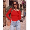 Long Sleeve Shirts for Women Thumb Hole Fitted Tops Thermal Layering Tees(Red)