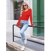 Long Sleeve Shirts for Women Thumb Hole Fitted Tops Thermal Layering Tees(Red)
