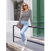 Long Sleeve Shirts for Women Thumb Hole Fitted Tops Thermal Layering Tees(Stripe White & Black)
