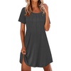 Ekouaer Nightgowns for Women Pleated Nightshirts Short Sleeve Sleepshirts(Dark Grey)