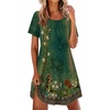 Ekouaer Nightgowns for Women Pleated Nightshirts Short Sleeve Sleepshirts(Green Pea Floral)