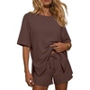 Ekouaer Womens Two Piece Sets Summer Lounge Set Matching Outfits(Brown)