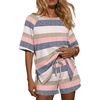 Ekouaer Womens Two Piece Sets Summer Lounge Set Matching Outfits(Colorful Striped)