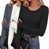 Long Sleeve Shirts for Women Thumb Hole Fitted Tops Thermal Layering Tees(Black/White/Dark Grey)