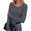 Long Sleeve Shirts for Women Thumb Hole Fitted Tops Thermal Layering Tees(Dark Grey)