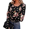 Long Sleeve Shirts for Women Thumb Hole Fitted Tops Thermal Layering Tees(Floral Black)