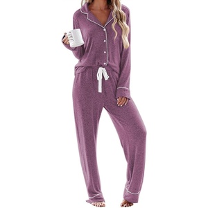 Ekouaer Women’s Pajamas Long Sleeve Loungewear Casual Button Down Pjs(Cherry Red)