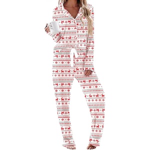 Ekouaer Women’s Pajamas Long Sleeve Loungewear Casual Button Down Pjs(Christmas Reindeer)