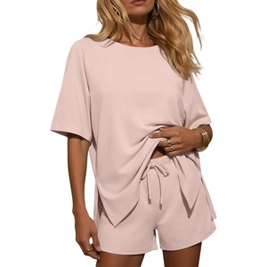 Ekouaer Womens Two Piece Sets Summer Lounge Set Matching Outfits(Beige)