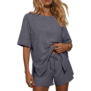 Ekouaer Womens Two Piece Sets Summer Lounge Set Matching Outfits(Gray)