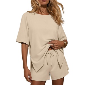 Ekouaer Womens Two Piece Sets Summer Lounge Set Matching Outfits(Light Coffee)