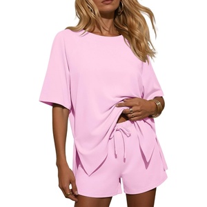 Ekouaer Womens Two Piece Sets Summer Lounge Set Matching Outfits(Light Pink)