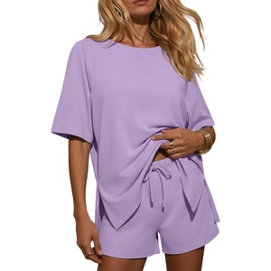 Ekouaer Womens Two Piece Sets Summer Lounge Set Matching Outfits(Lilac)