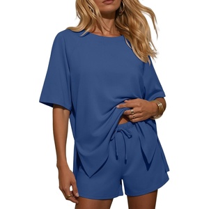 Ekouaer Womens Two Piece Sets Summer Lounge Set Matching Outfits(Navy)