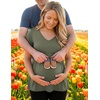 Ekouaer Maternity Shirts 3 Packs Summer Pregnancy Clothes Tops for Work(Black/Army Green/Dirty Pink)