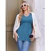 Ekouaer Maternity Shirts 3 Packs Summer Pregnancy Clothes Tops for Work(Black/Lake Blue/Lake Green)