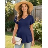 Ekouaer Maternity Shirts 3 Packs Summer Pregnancy Clothes Tops for Work(Black/Navy Blue/Grey)