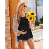 Ekouaer Maternity Shirts 3 Packs Summer Pregnancy Clothes Tops for Work(Black/Navy Blue/Grey)