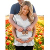 Ekouaer Maternity Shirts 3 Packs Summer Pregnancy Clothes Tops for Work(Black/Pink/Black Stripe)