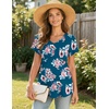 Ekouaer Maternity Shirts 3 Packs Summer Pregnancy Clothes Tops for Work(Grey/Black/Blue Green Floral)