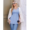 Ekouaer Maternity Shirts 3 Packs Summer Pregnancy Clothes Tops for Work(Light Blue/Light Green/Grey Stripe)