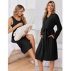 Ekouaer Nursing Gown and Robe Set Labor Delivery Nightgown Hospital Dress(Black)