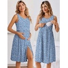 Ekouaer Nursing Gown and Robe Set Labor Delivery Nightgown Hospital Dress(Blue Daisy)