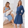 Ekouaer Nursing Gown and Robe Set Labor Delivery Nightgown Hospital Dress(Blue Daisy)