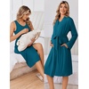 Ekouaer Nursing Gown and Robe Set Labor Delivery Nightgown Hospital Dress(Blue Green)
