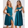 Ekouaer Nursing Gown and Robe Set Labor Delivery Nightgown Hospital Dress(Blue Green)