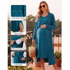 Ekouaer Nursing Gown and Robe Set Labor Delivery Nightgown Hospital Dress(Blue Green)
