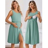 Ekouaer Nursing Gown and Robe Set Labor Delivery Nightgown Hospital Dress(Celadon Green)