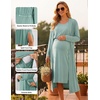Ekouaer Nursing Gown and Robe Set Labor Delivery Nightgown Hospital Dress(Celadon Green)