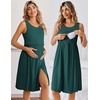 Ekouaer Nursing Gown and Robe Set Labor Delivery Nightgown Hospital Dress(Dark Green)