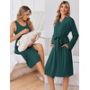 Ekouaer Nursing Gown and Robe Set Labor Delivery Nightgown Hospital Dress(Dark Green)