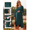 Ekouaer Nursing Gown and Robe Set Labor Delivery Nightgown Hospital Dress(Dark Green)