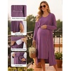 Ekouaer Nursing Gown and Robe Set Labor Delivery Nightgown Hospital Dress(Gray Purple)