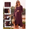 Ekouaer Nursing Gown and Robe Set Labor Delivery Nightgown Hospital Dress(Maroon)